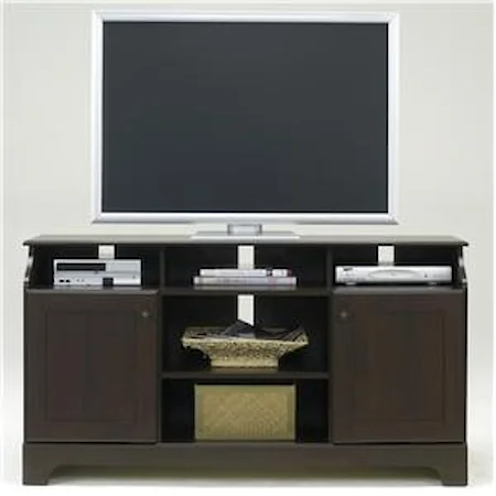 Wood Entertainment Console with Top Open Compartments